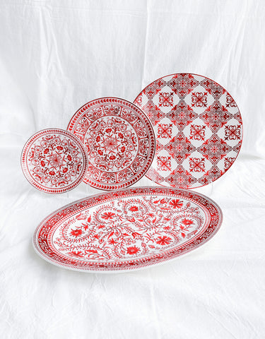 Red Marrakesh Tile Dessert Plates, Set of 6