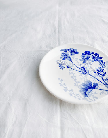 Blue Chintz Floral Dessert Plates, Set of 6