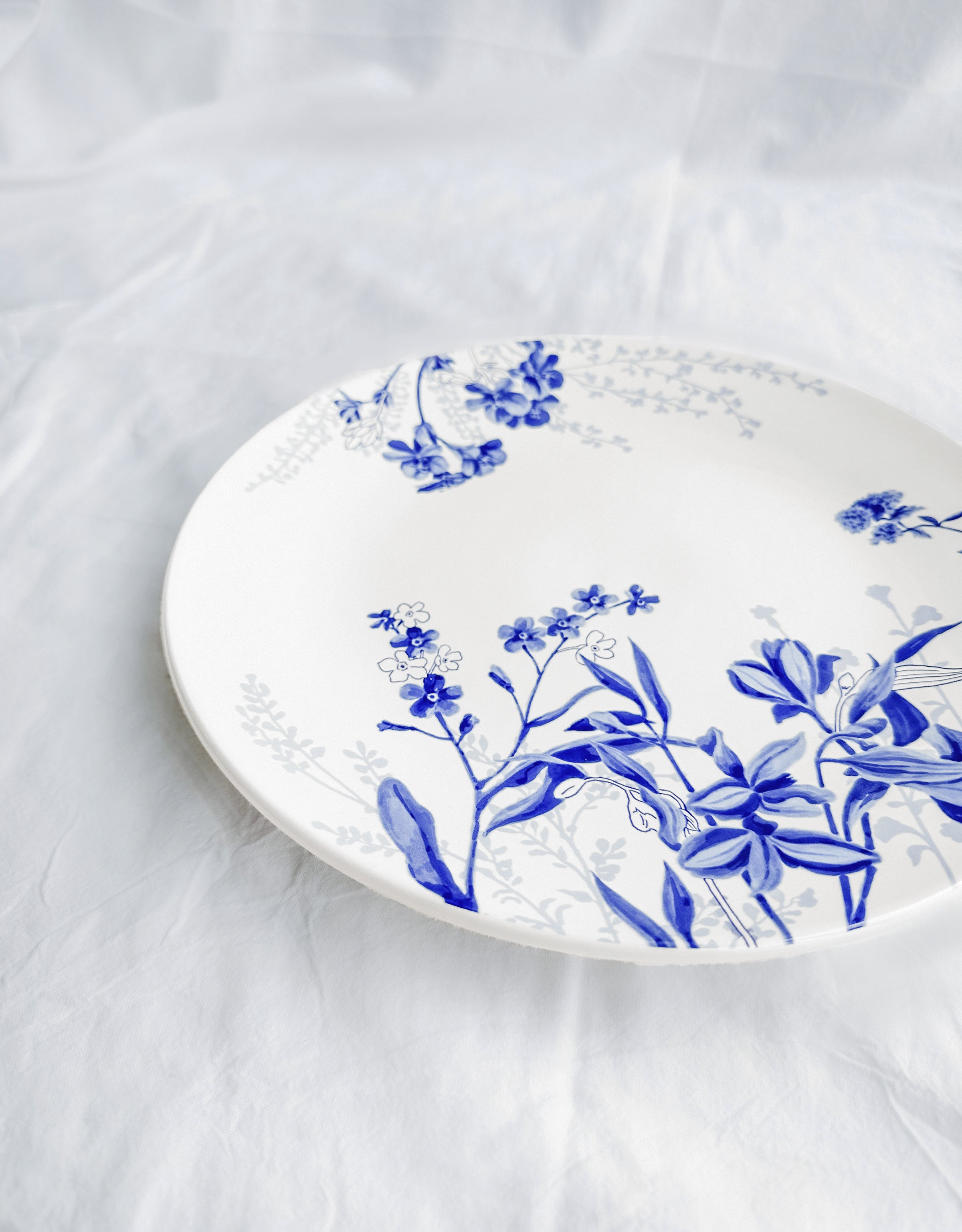 Blue Chintz Floral Dinner Plates, Set of 4