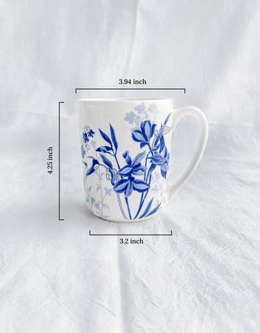 Blue Chintz Floral Mugs, Set of 4