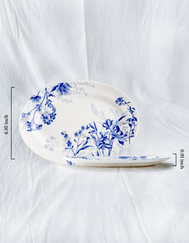 Blue Chintz Floral Oval Serving Platter