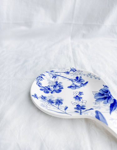 Blue Chintz Floral Spoon Rest