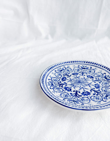 Blue Marrakesh Tile Floral Dessert Plates, Set of 6