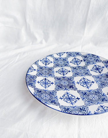 Blue Marrakesh Tile Floral Dinner Plates, Set of 4