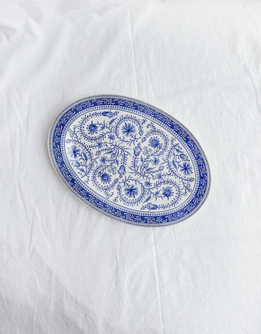 Blue Marrakesh Tile Floral Oval Serving Platter