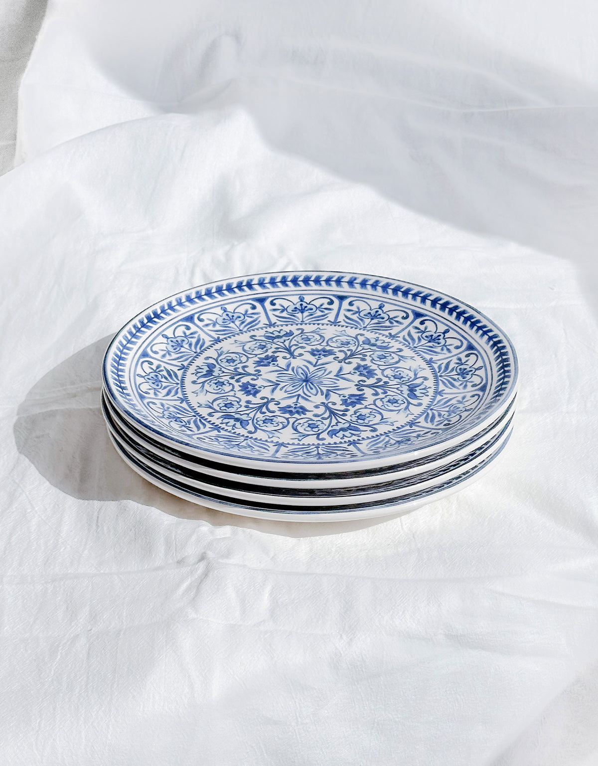 Blue Marrakesh Tile Floral Salad Plates, Set of 4