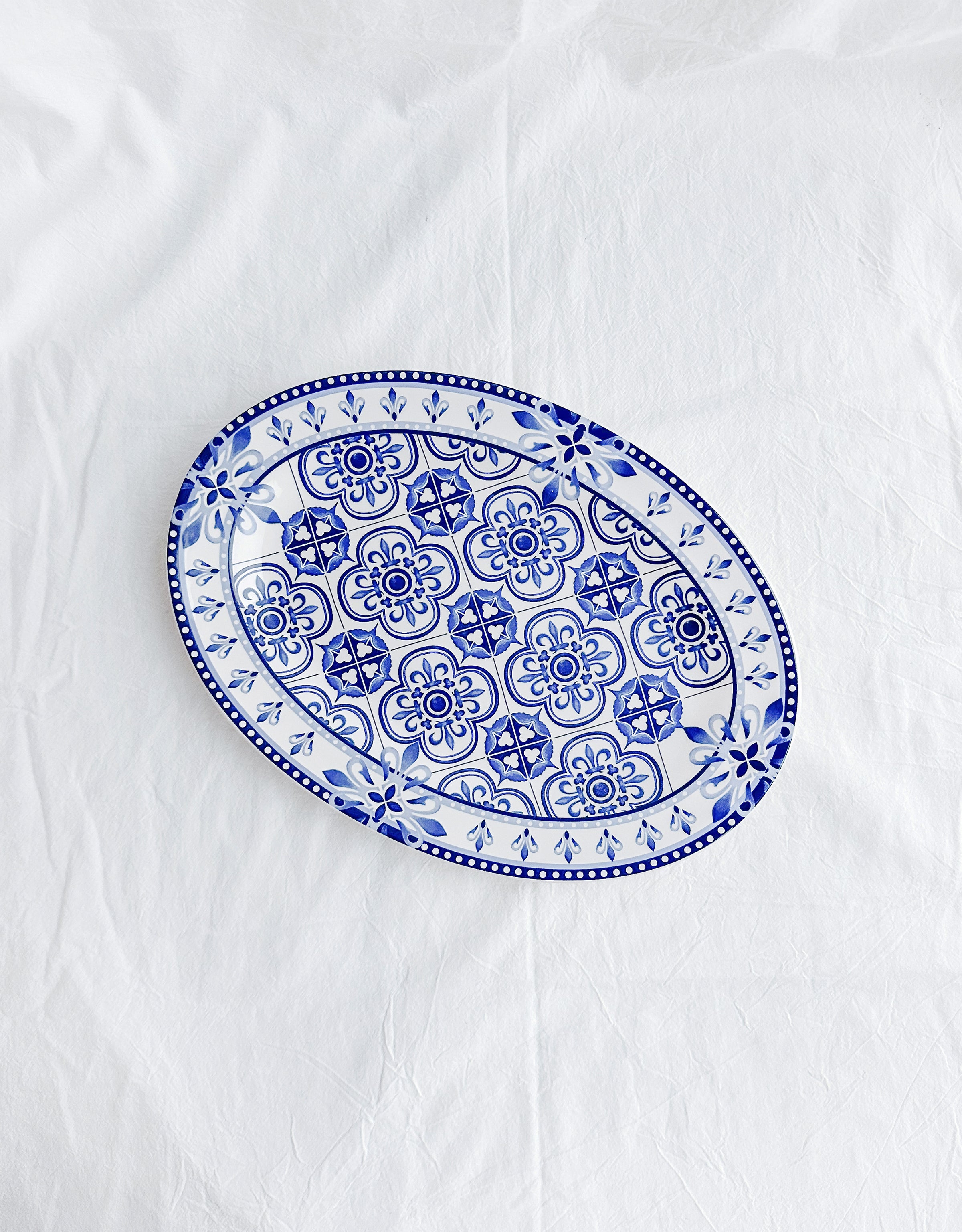 Blue Majolica Oval Serving Platter