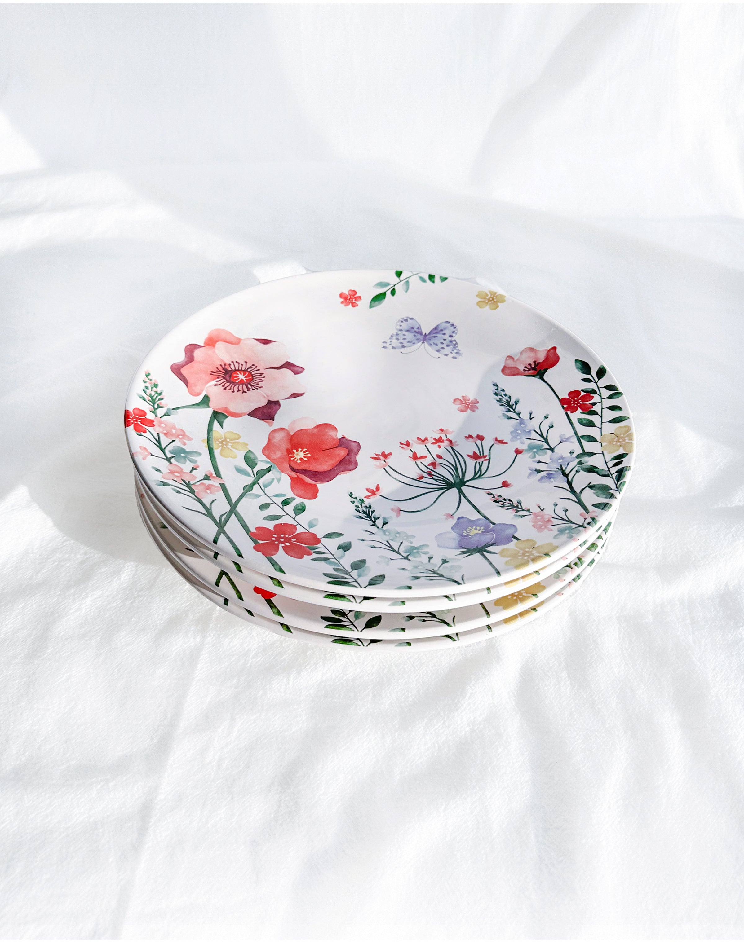 Wildflower Meadow with Poppy Flowers Dinner Plates, Set of 4